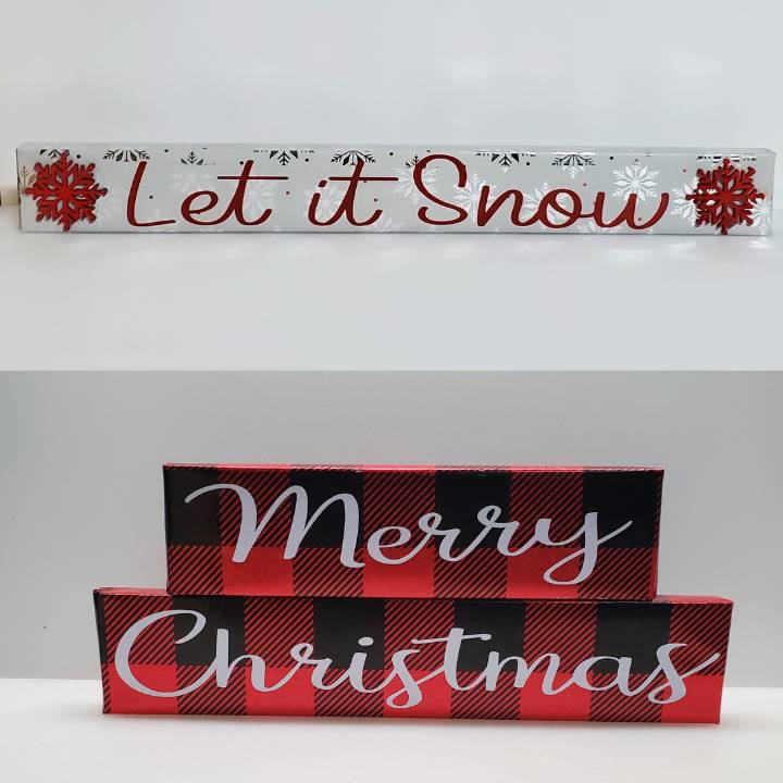 Merry Christmas and Let it snow wrapped signs